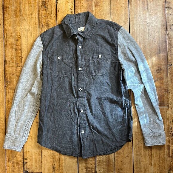 Tucker + Tate long sleeve shirt size 10 to 12 Button Down Shirt cotton gray neut - Picture 1 of 5